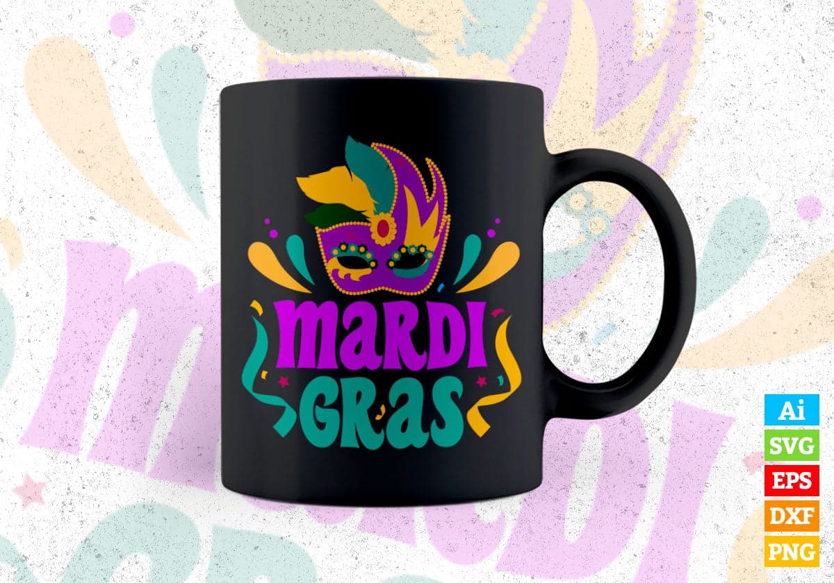 Mardi Gras Party Hat Editable Vector T-shirt Design in Ai Svg Png Files