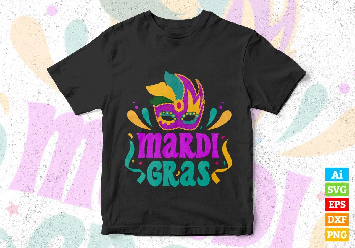 Mardi Gras Party Hat Editable Vector T-shirt Design in Ai Svg Png Files