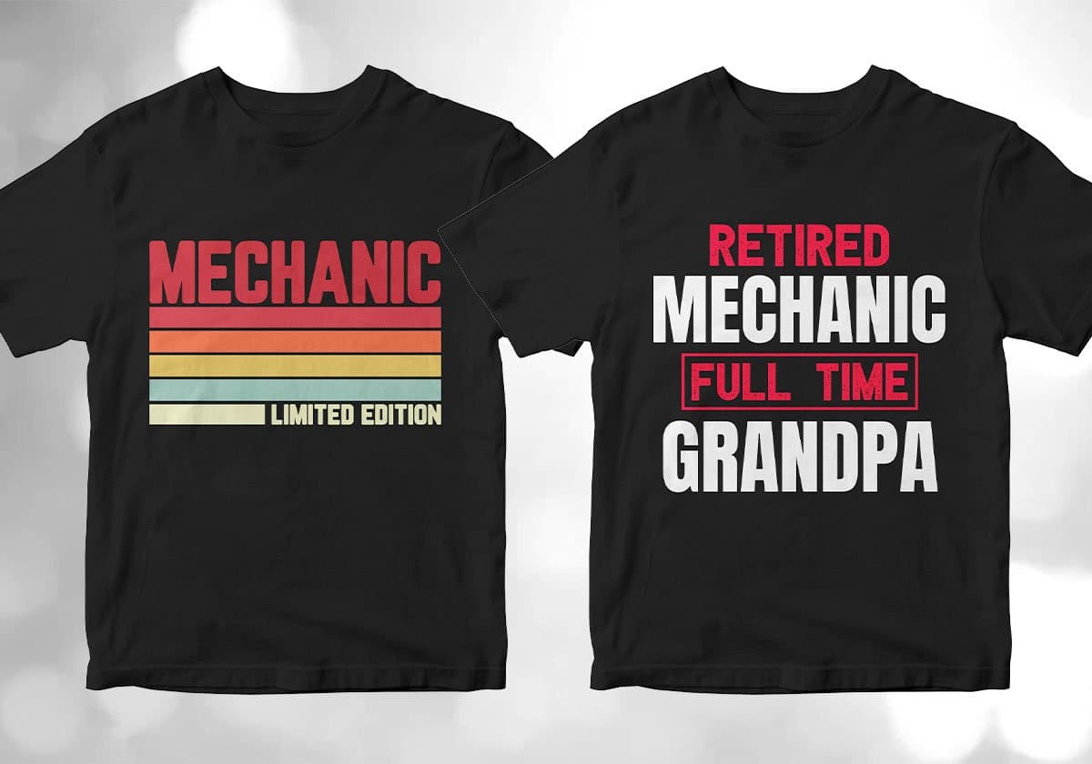 Mechanic 25 Editable T-shirt Designs Bundle