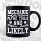 Mechanic Caution Flying Tools Funny Auto Mechanic Gift Editable Vector T-shirt Design in Ai Png Svg Files