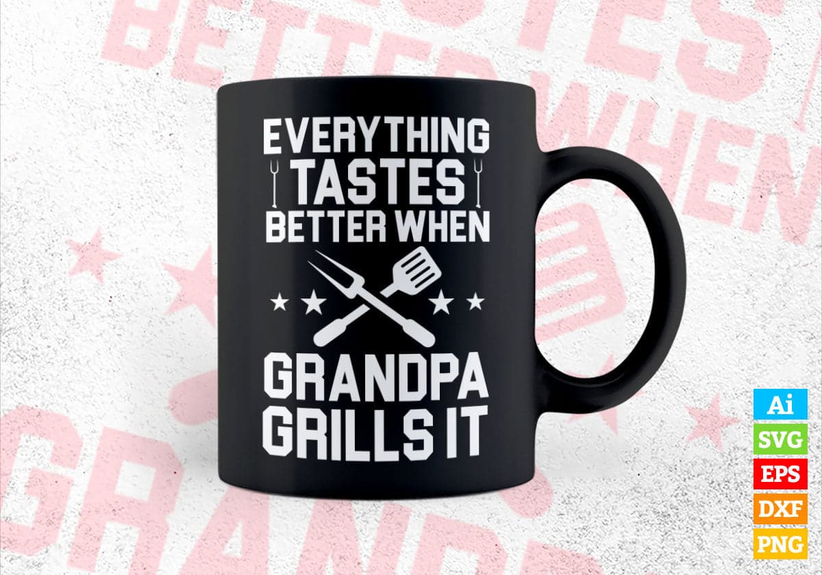 Men's Grandpa Grills It Funny Grandpa Barbecue Editable Vector T shirt Design in Ai Png Svg Files.