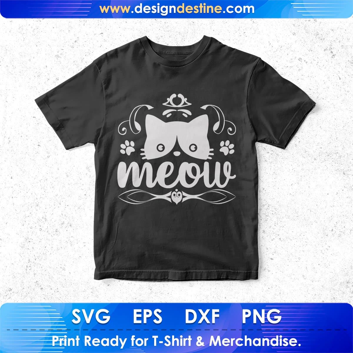 Meow Cat T shirt Design In Svg Png Cutting Printable Files