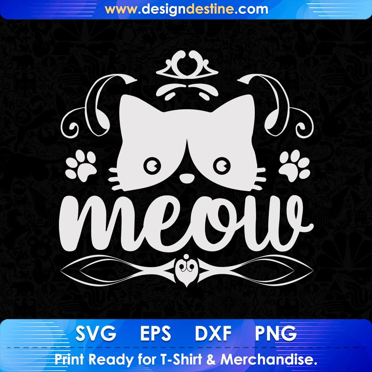 Meow Cat T shirt Design In Svg Png Cutting Printable Files