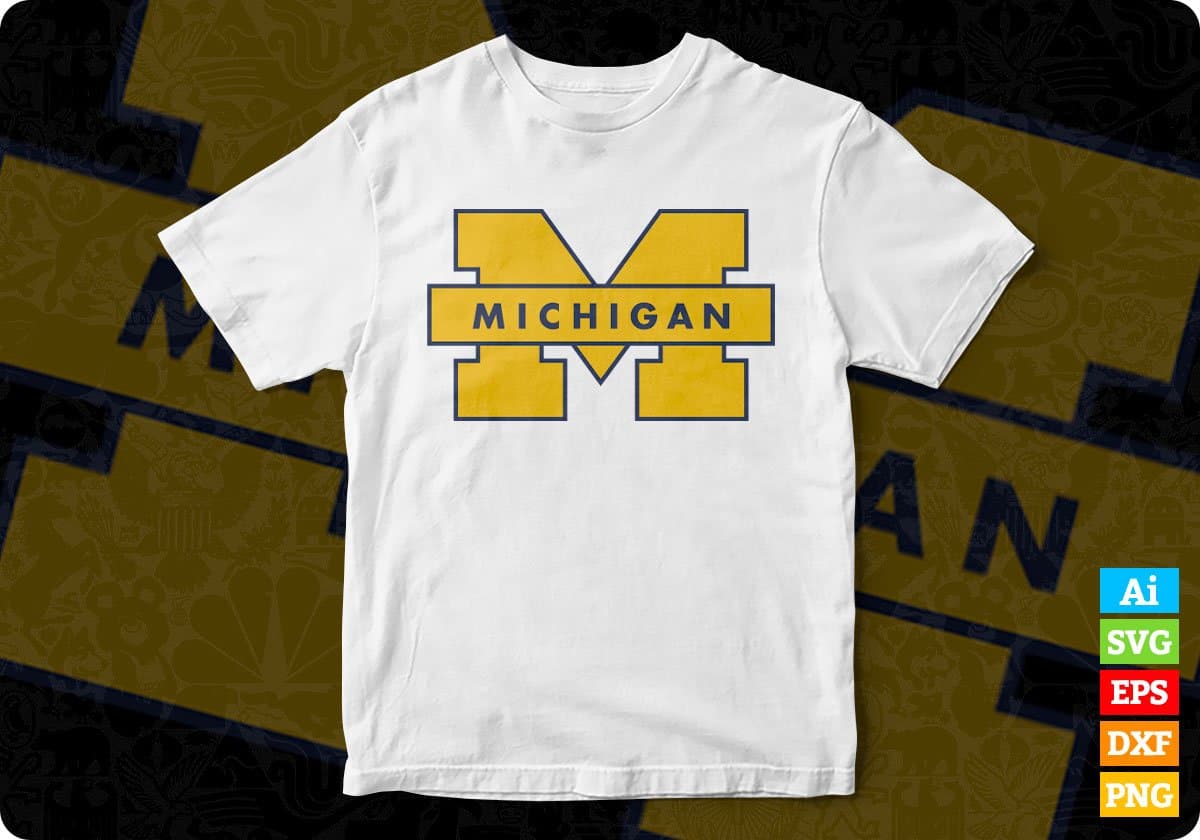 Michigan Wolverines Logo Vector T-shirt Design in Ai Svg Png Files