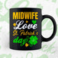 Midwife Love St. Patrick's Day Editable Vector T-shirt Designs Png Svg Files