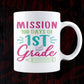 Mission 100 Days Of 1st Grade School Editable Vector T-shirt Design in Ai Svg Files