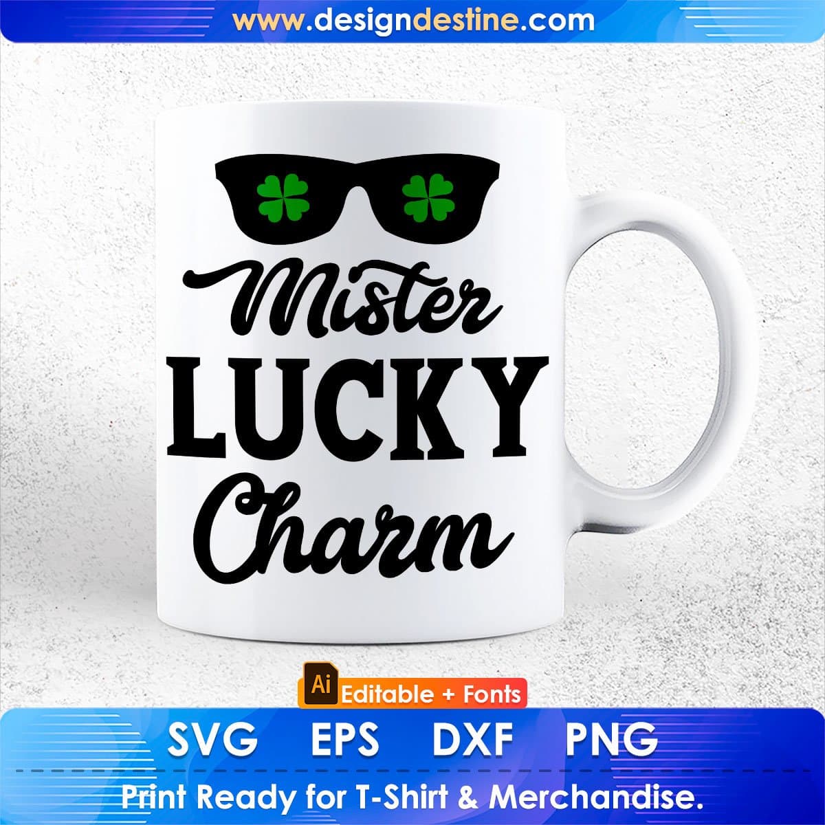 Mister Lucky Charm St Patrick's Day Editable T-shirt Design in Ai Svg Printable Files