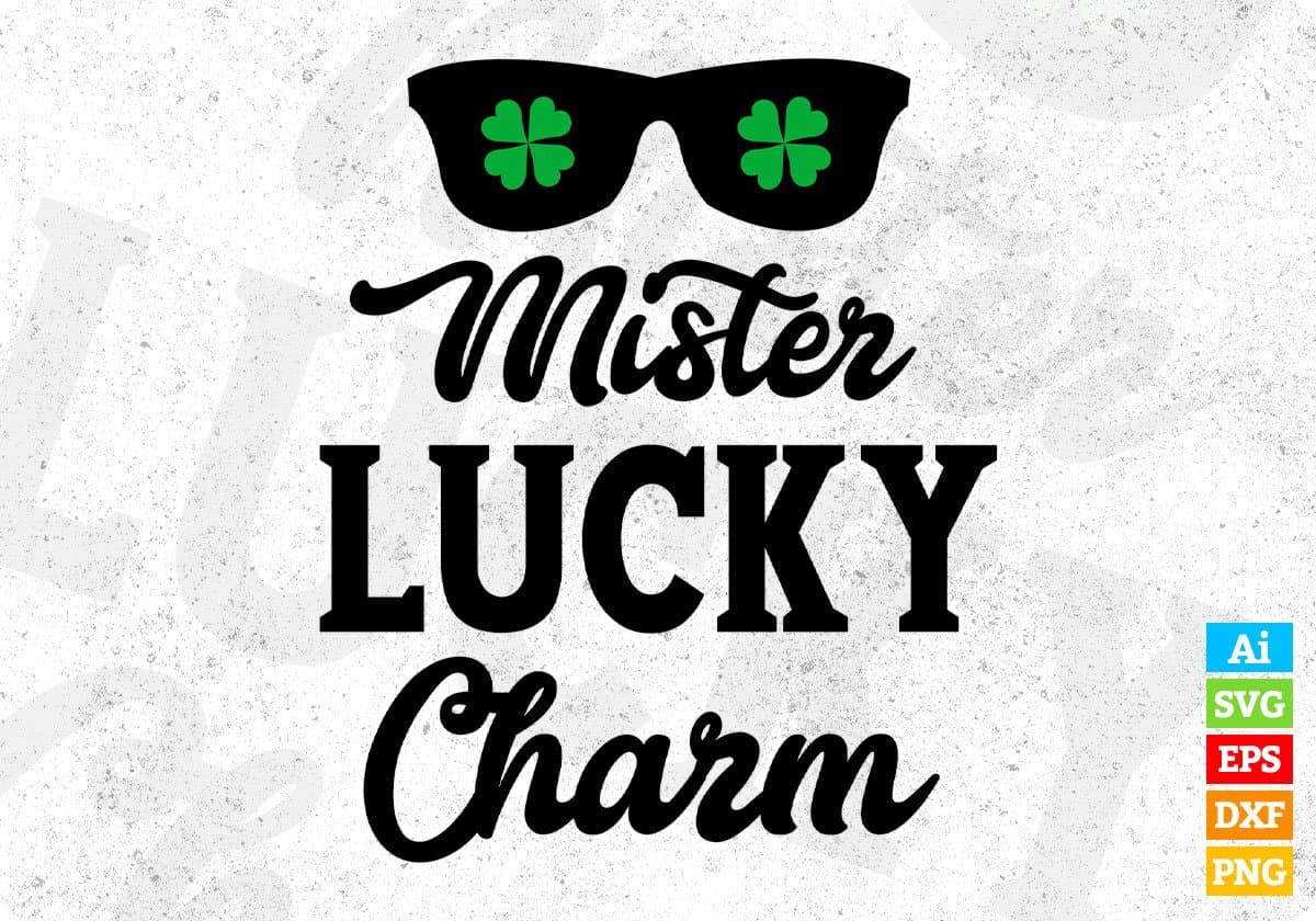 Mister Lucky Charm St Patrick's Day Editable T-shirt Design in Ai Svg Printable Files