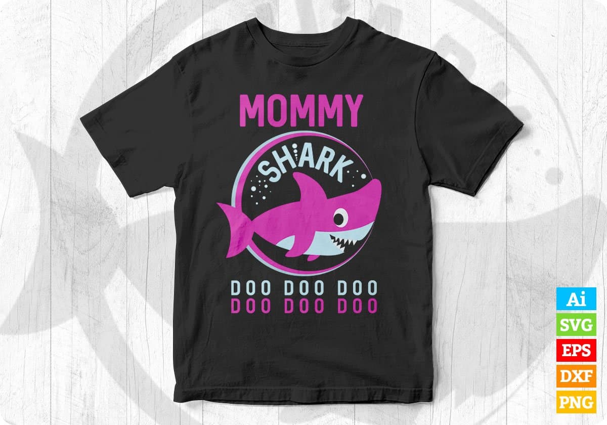 Mommy Shark T shirt Design In Png Svg Cutting Printable Files