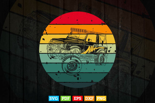 Monster Truck Vintage Retro Style In Svg Png Files.