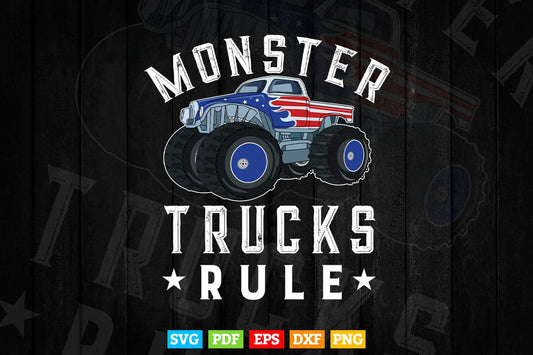 Monster Trucks Rule American Trucker Life In Svg Png Files.