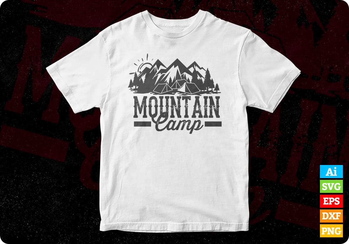 Mountain Camp T shirt Design In Ai Svg Printable Files