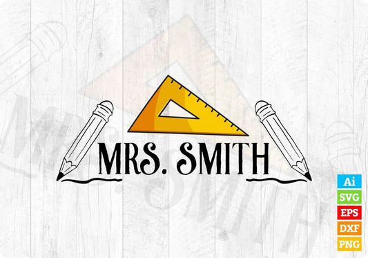 Mrs. Smith Editable T shirt Design In Ai Svg Png Cutting Printable Files