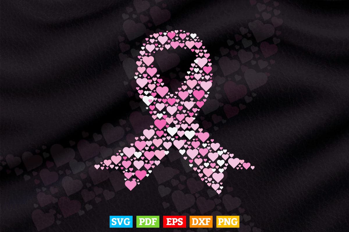 Multiple Pink Ribbon Breast Cancer Awareness Svg Png Cricut Files.