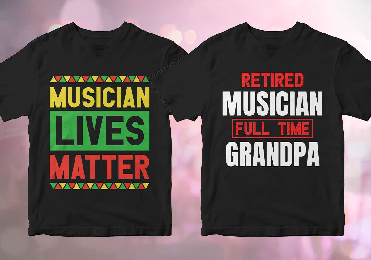 Musician 25 Editable T-shirt Designs Bundle