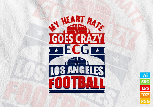 My Heart Rate Goes Crazy ECG Los Angeles Football Vector T-shirt Design in Ai Svg Png Files