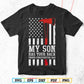 My Son Has Your Proud Firefighter Dad USA Flag with Father's Day T-Shirt Design in Svg Png Files