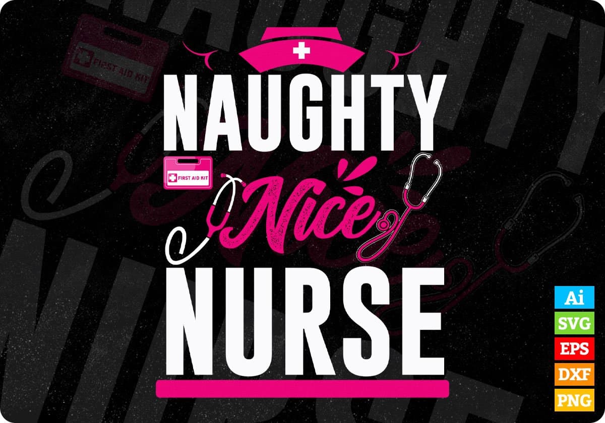 Naughty Nice Nurse Santa Checklist Editable T shirt Design In Ai Svg Print Ready Files