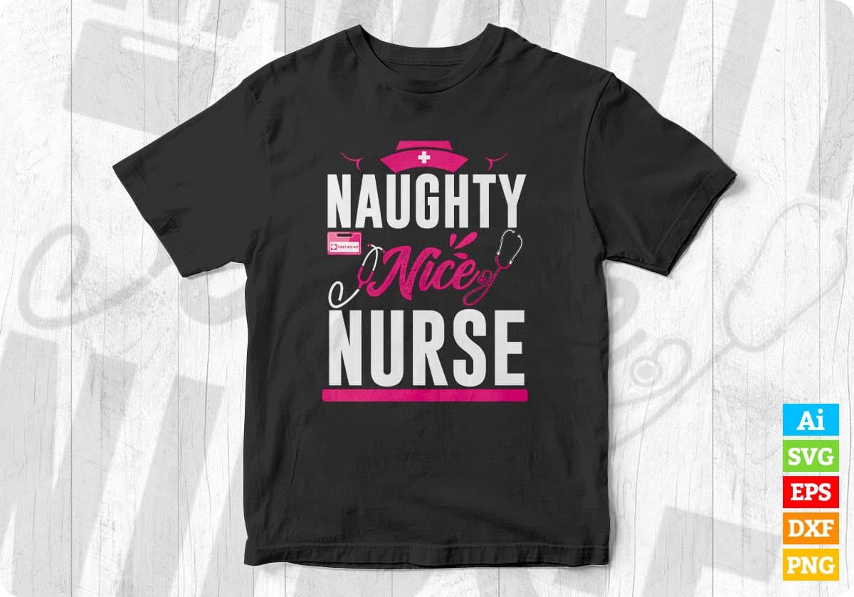 Naughty Nice Nurse Santa Checklist Editable T shirt Design In Ai Svg Print Ready Files
