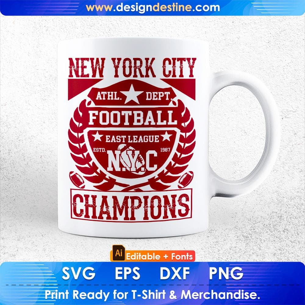 New York City Football East League Championship American Football Editable T shirt Design Svg Cutting Printable Files