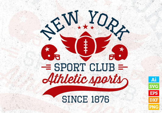 New York Sport Club Athletic Sports Since 1876 American Football Editable T shirt Design Svg Cutting Printable Files
