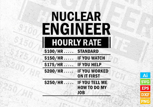 Nuclear Engineer Hourly Rate Editable Vector T-shirt Design in Ai Svg Files