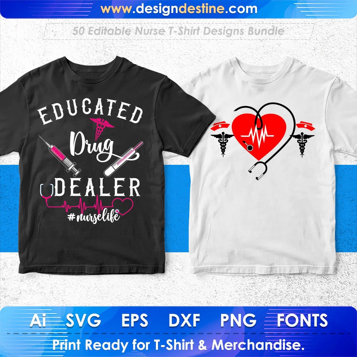 Nurse 50 Editable T-shirt Designs Bundle Part 1