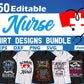 Nurse 50 Editable T-shirt Designs Bundle Part 1