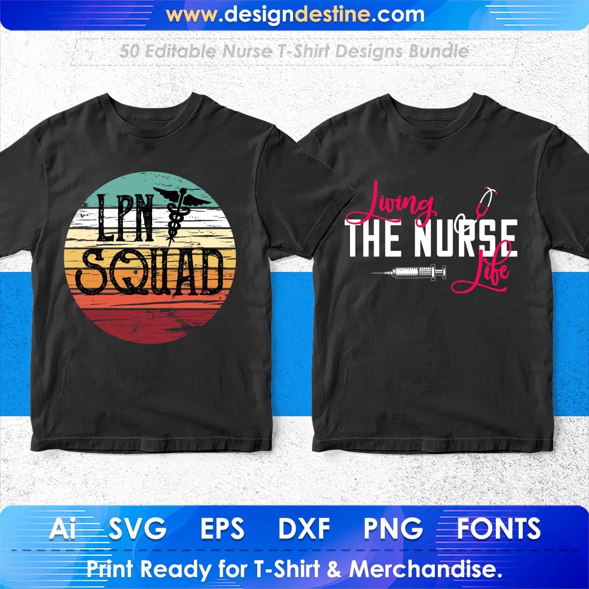 Nurse 50 Editable T-shirt Designs Bundle Part 1