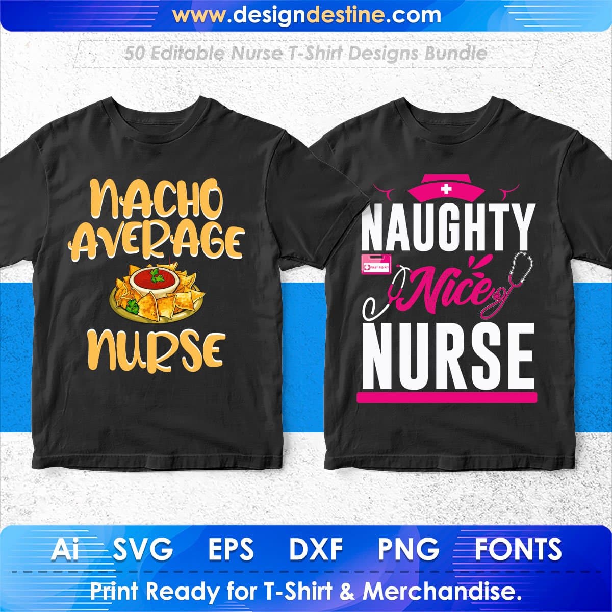 Nurse 50 Editable T-shirt Designs Bundle Part 1