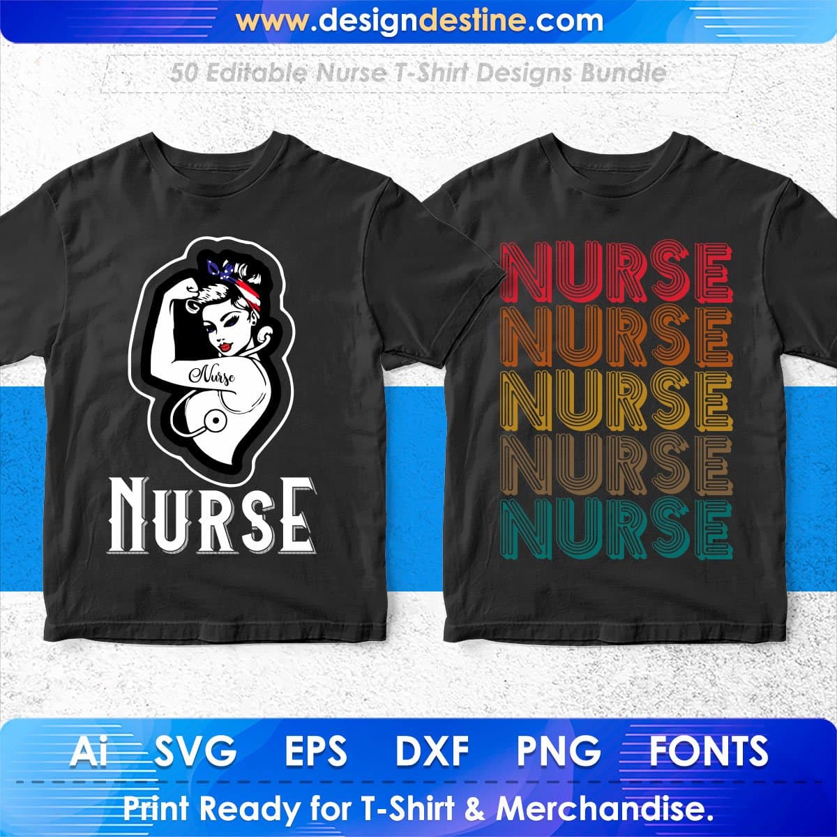 Nurse 50 Editable T-shirt Designs Bundle Part 1