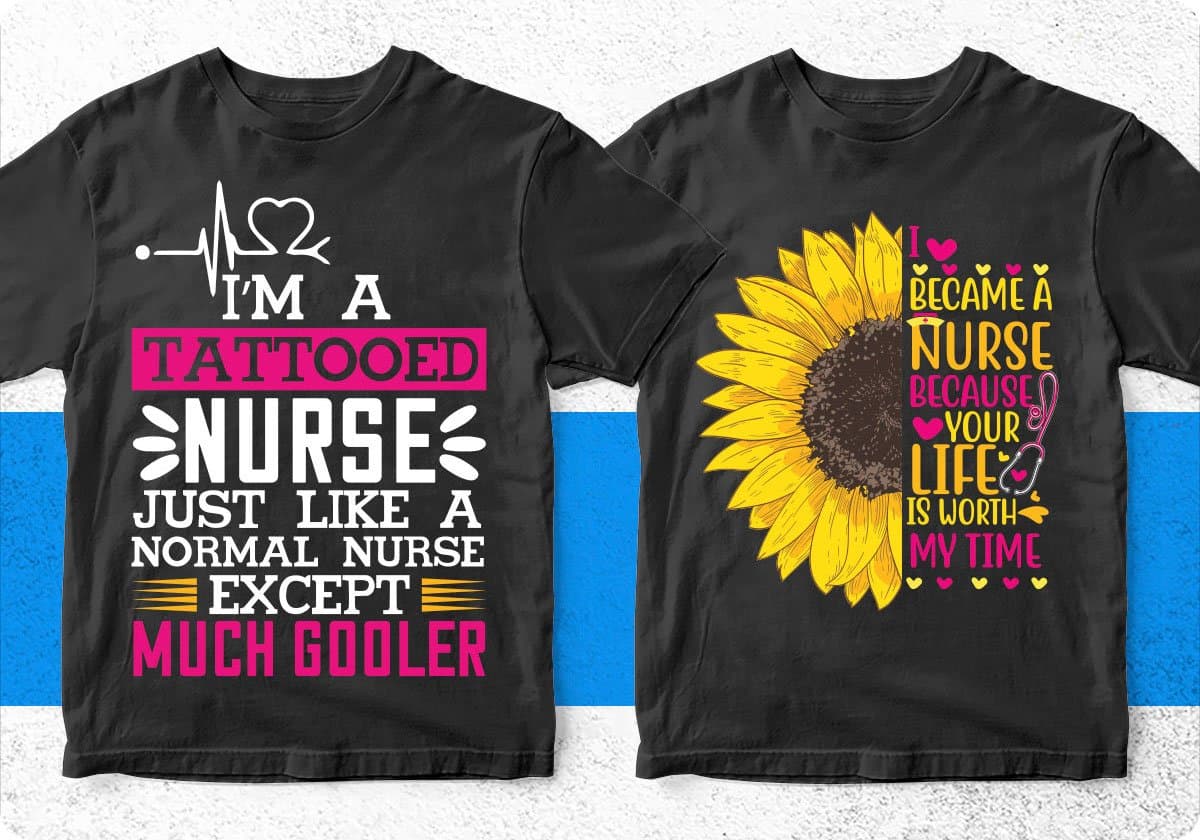 Nurse 50 Editable T-shirt Designs Bundle Part 2