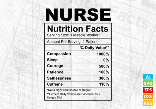 Nurse Nutrition Facts Editable Vector T-shirt Design in Ai Svg Png Files