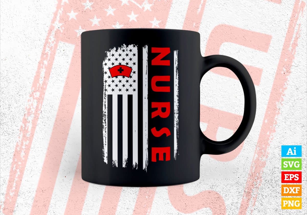 Nurse USA Flag Proud Professions Gift Editable Vector T-shirt Design in Ai Svg Files