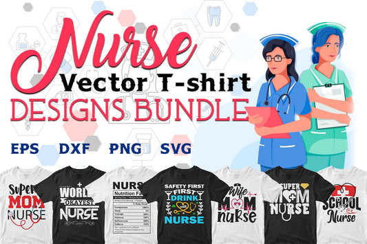 Nurse Vector T shirt Designs Bundle in Png Svg Files