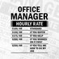 Office Manager Hourly Rate Editable Vector T-shirt Design in Ai Svg Files