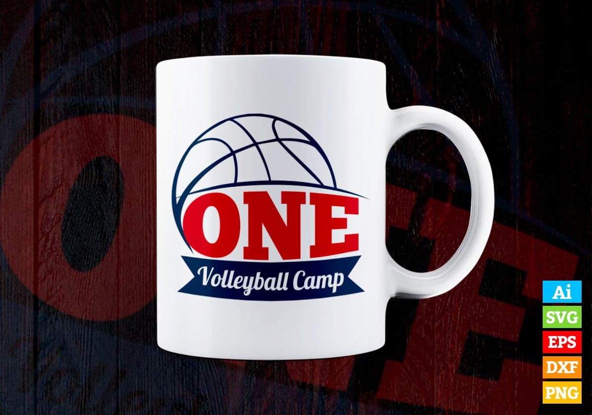One Volleyball Camp Sports Vector T-shirt Design in Ai Svg Png Files