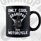 Only Cool Grandpas Ride Motorcycle Father's Day Editable Vector T shirt Design in Ai Png Svg Files