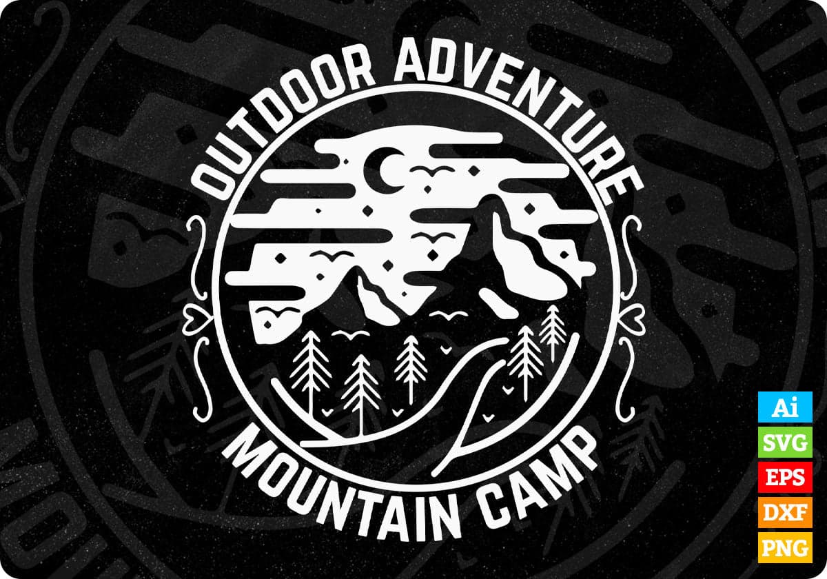 Outdoor Adventure Mountain Camp T shirt Design In Ai Svg Printable Files