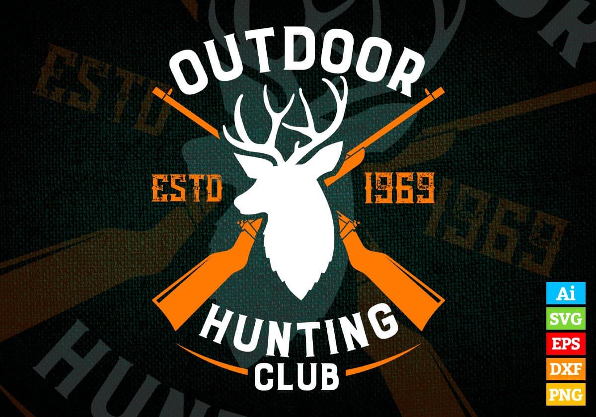 Outdoor Hunting Club Vector T shirt Design In Svg Png Printable Files