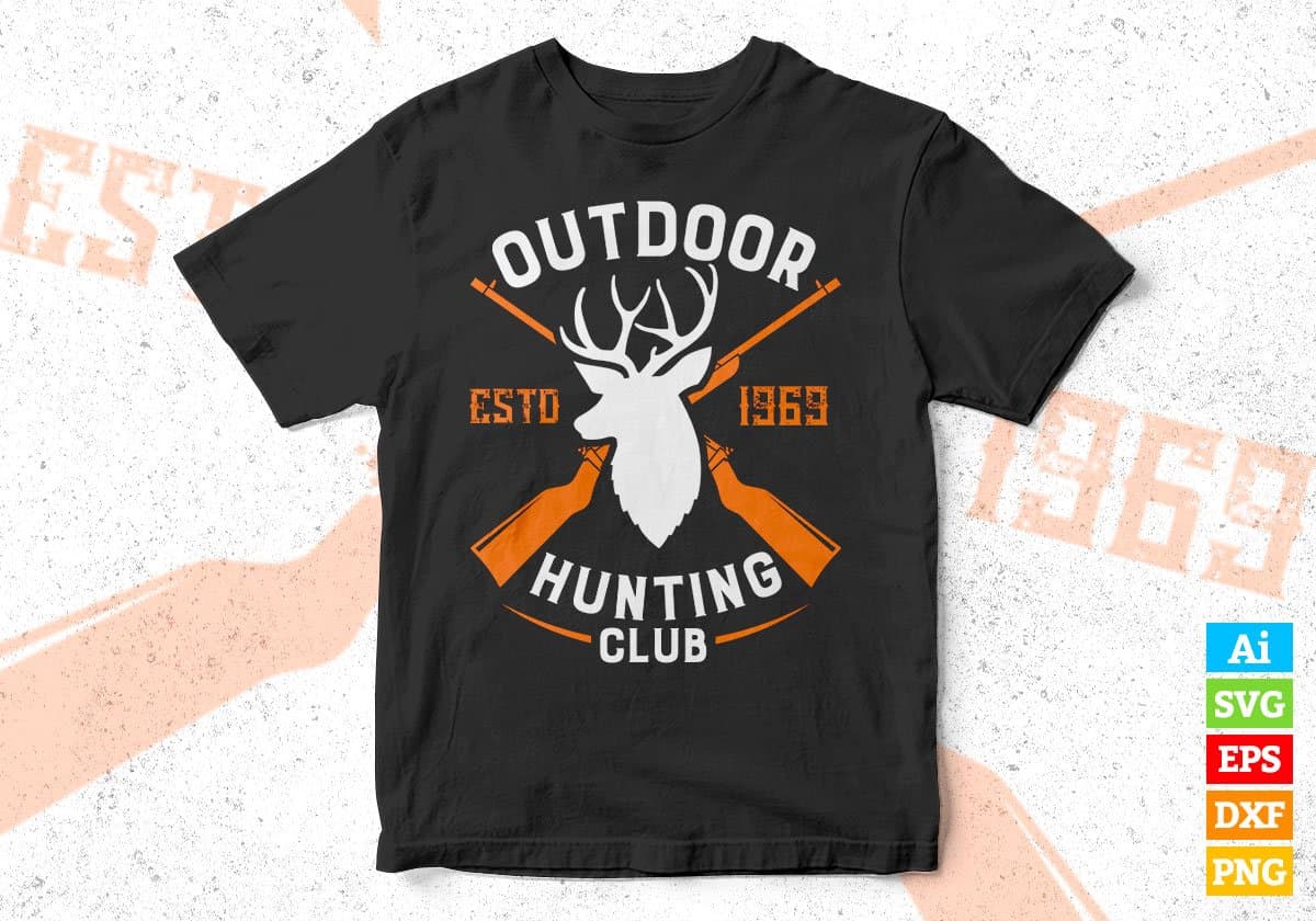 Outdoor Hunting Club Vector T shirt Design In Svg Png Printable Files