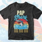 Pap Shark Father's Day Vintage Editable Vector T-shirt Design in Ai Svg Png Files