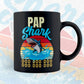 Pap Shark Father's Day Vintage Editable Vector T-shirt Design in Ai Svg Png Files