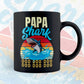 Papa Shark Father's Day Vintage Editable Vector T-shirt Design in Ai Svg Png Files