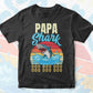 Papa Shark Father's Day Vintage Editable Vector T-shirt Design in Ai Svg Png Files