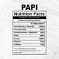 Papi Nutrition Facts Father's Day Editable Vector T-shirt Design in Ai Svg Files