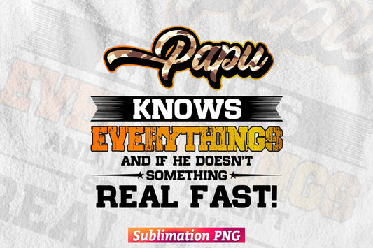 Papu Know Everything And If The Doesn't Something Real Fast! Dad Life T shirt Design Png Sublimation File