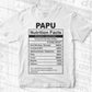 Papu Nutrition Facts Father's Day Editable Vector T-shirt Design in Ai Svg Files