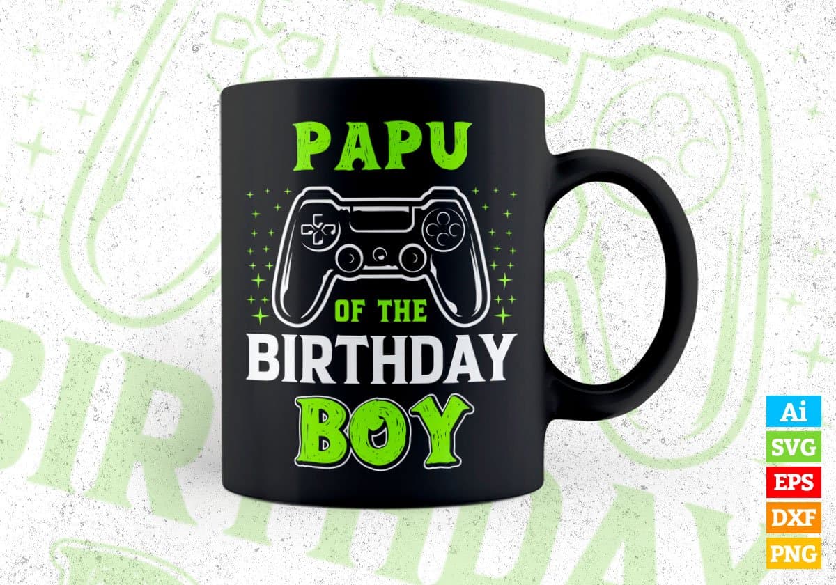 Papu Of The Birthday Boy With Video Gamer Editable Vector T-shirt Design in Ai Svg Files