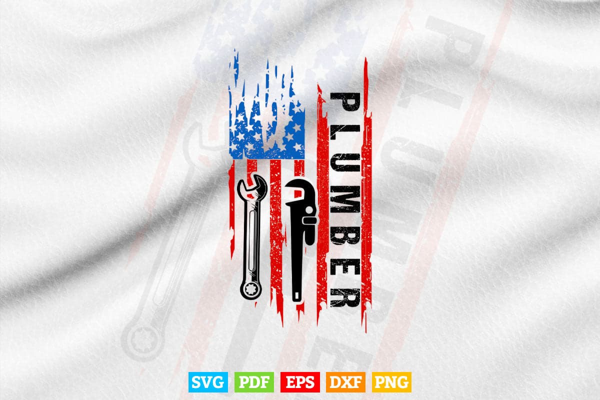 Patriotic Plumber 4th of July Plumber USA Flag Gifts Svg T shirt Design.